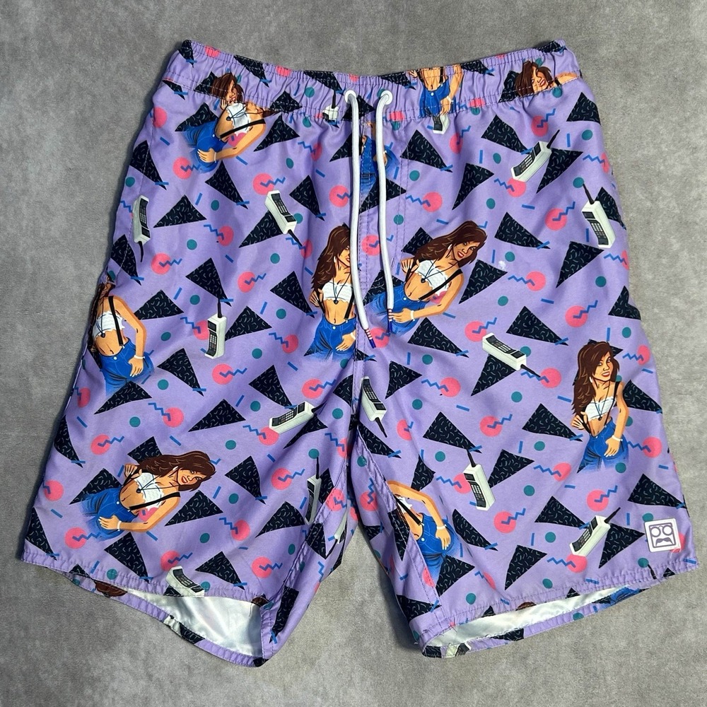 Rsvlts Swim Trunks Mens Large Saved By The Bell Board Shorts AOP Print L